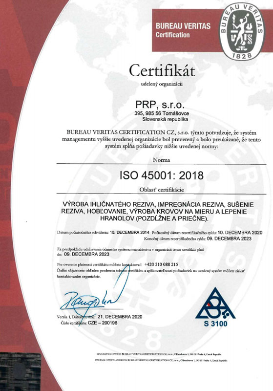 Certifikát 18001